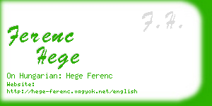 ferenc hege business card